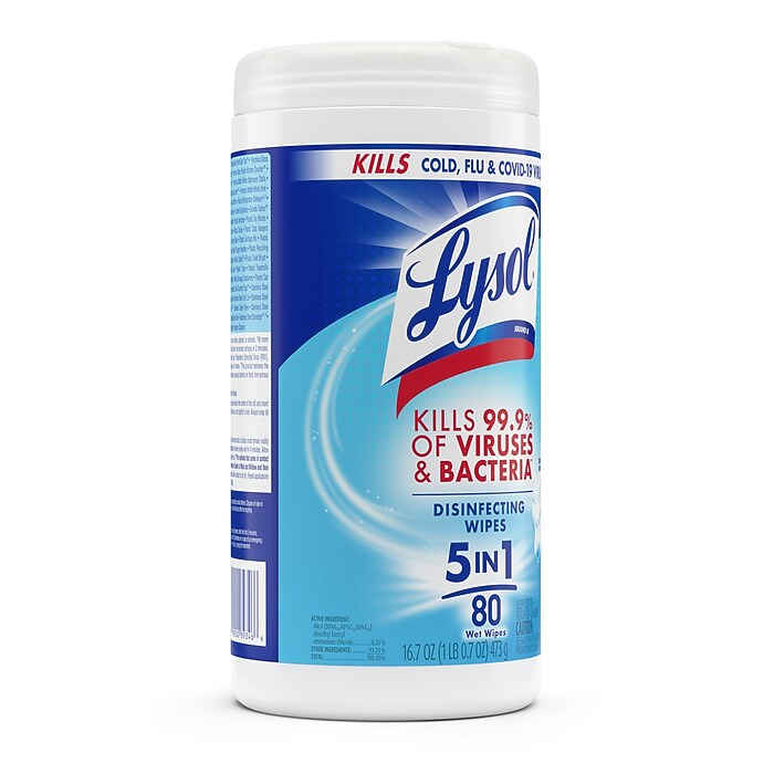 Lysol Disinfecting Wipes, Crisp Linen Scent, 80 Wipes/Canister, 6