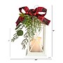 Nearly Natural 12" Holiday White Lantern With Berries, Pine & Plaid Bow Artificial Christmas Table Arrangement with LED Candle~#|#~FC939795-0FD7-486E-A8559994BA0BD6BE_sc7