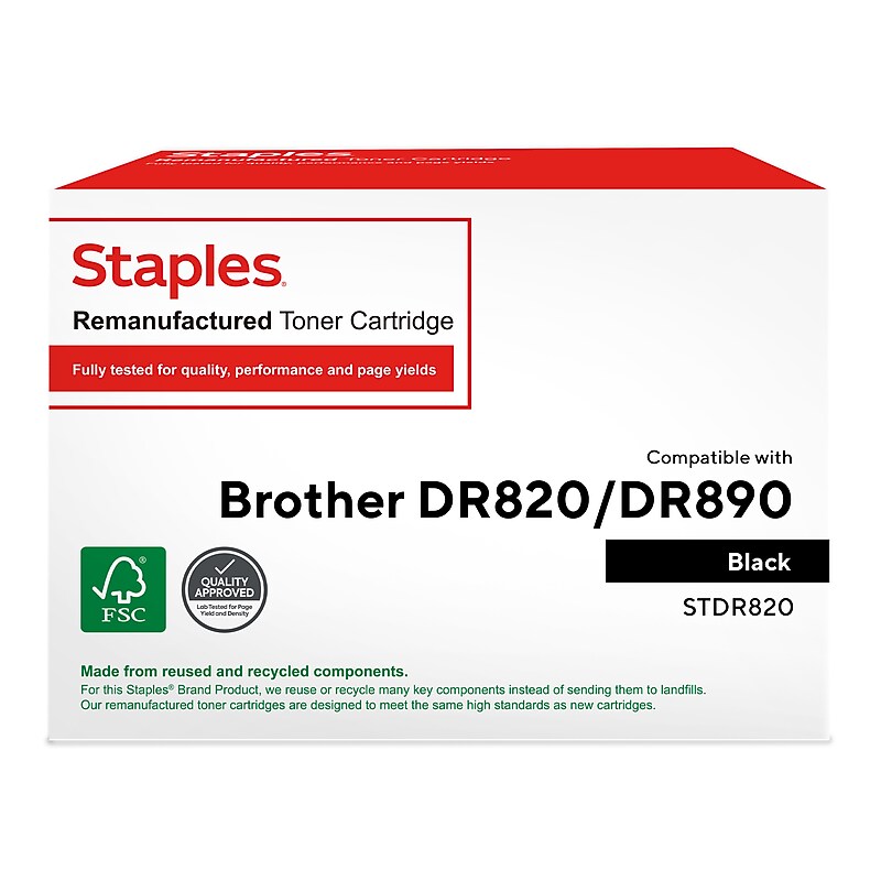 Staples Remanufactured Black Standard Yield Drum Unit Replacement for Brother DR 820 (STDR820) image 1