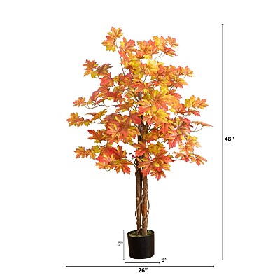 Nearly Natural 4' Autumn Deluxe Maple Artificial Fall Tree - Thumbnail 2