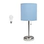 Creekwood Home Oslo 19.5" LED Table Lamp with USB Port, Brushed Steel/Blue Shade (CWT-2012-BL-LB)~#|#~FCB848B7-788B-4B44-A2339EB5B51567EA_sc7