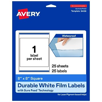 Avery Laser/Inkjet Rectangle Waterproof Multipurpose Labels, 2.75