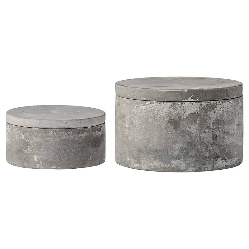 Storied Home Round Decorative Cement Storage with Lids (A75500081) image 1