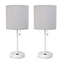 Creekwood Home Oslo 19.5" LED Table Lamp with USB Port, White Base/Gray Shade, 2/Set (CWT-2011-GO-2PK)~#|#~FCBF58B3-8821-4777-B7B2BCBF0E7493C9_sc7