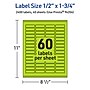 Avery Laser/Inkjet Multipurpose Rectangle Labels, 0.5" x 1.75", Bright Green, 2400/Pack (94204)~#|#~FCDD6C4B-0BD2-4769-B9DF607F58AF1B8E_sc7