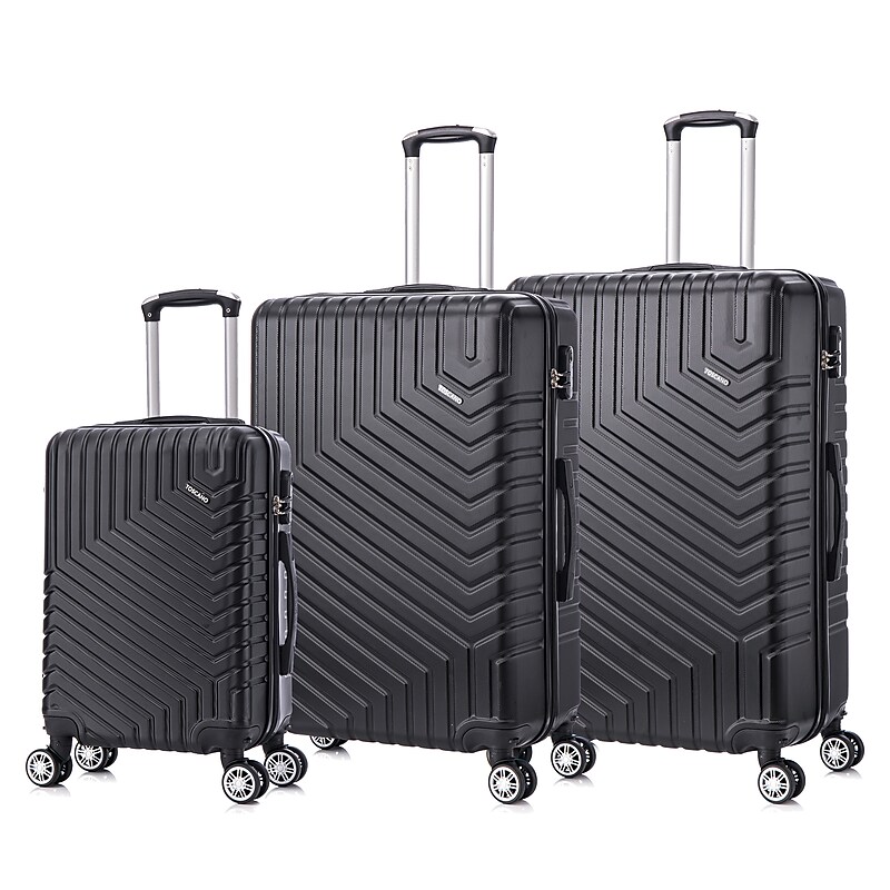 TUCCI 3-Piece Hardside Spinner Carry-On Luggage Set, TSA Checkpoint Friendly, Black (S0567-03PC-BLK) image 1