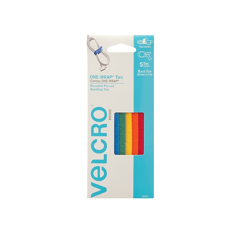 Velcro® Fasteners, 1/2"x8" Straps, Assorted Colors image 1
