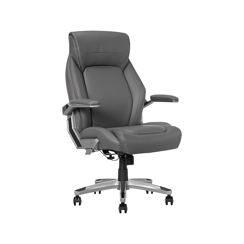 La-Z-Boy Meyer Ergonomic Bonded Leather Swivel Executive Chair, Gray (60082-GRY) image 1