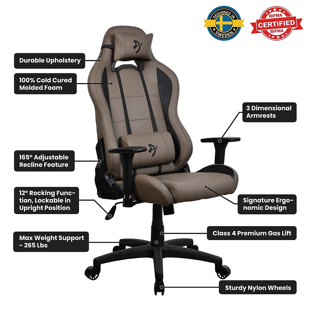 Specification highlights of Arozzi Torretta chair with labels