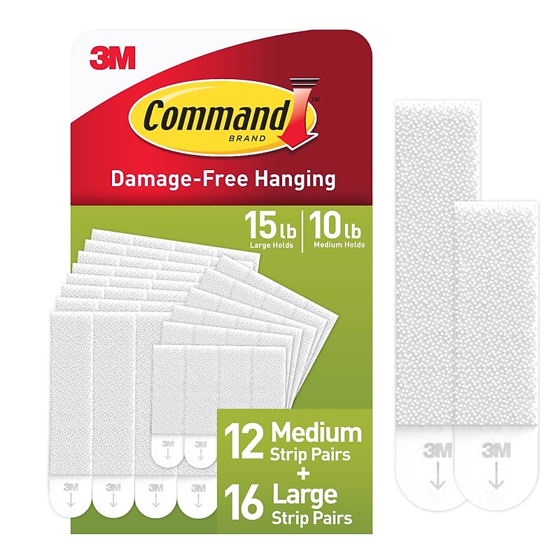 Command Assorted Hanging Strips, 15 lb., White, 28 Pairs/Pack (MMM1720928ES) image 1
