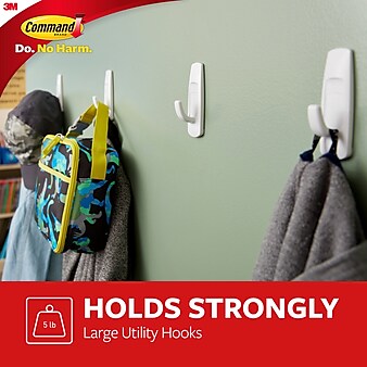 Command Large Utility Hook, White, 3-Command Hooks, 3 Pairs, 6-Command Strips (17003-3ES)