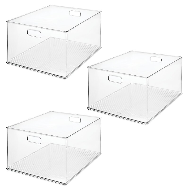 iDESIGN Medium Stackable Plastic Storage Bin, Clear (29069M3) image 1
