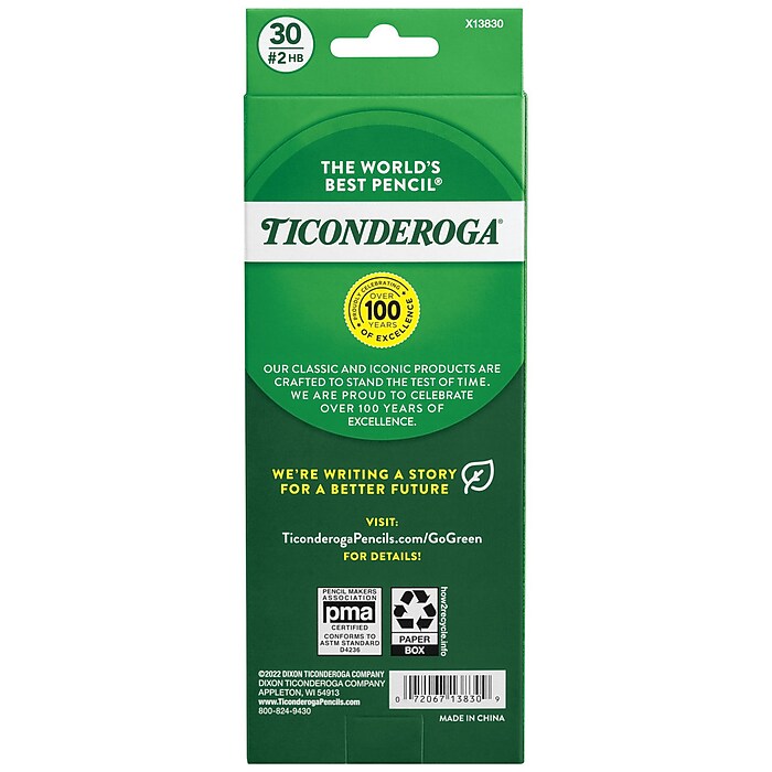 Ticonderoga Pre-Sharpened Wooden Pencil, 2.2mm, #2 Soft Lead