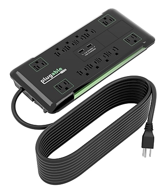 Plugable 12-Outlet Power Strip with 2-Port USB Charger, 25 ft., Black (PS12-USB25) Simolary simolary.com