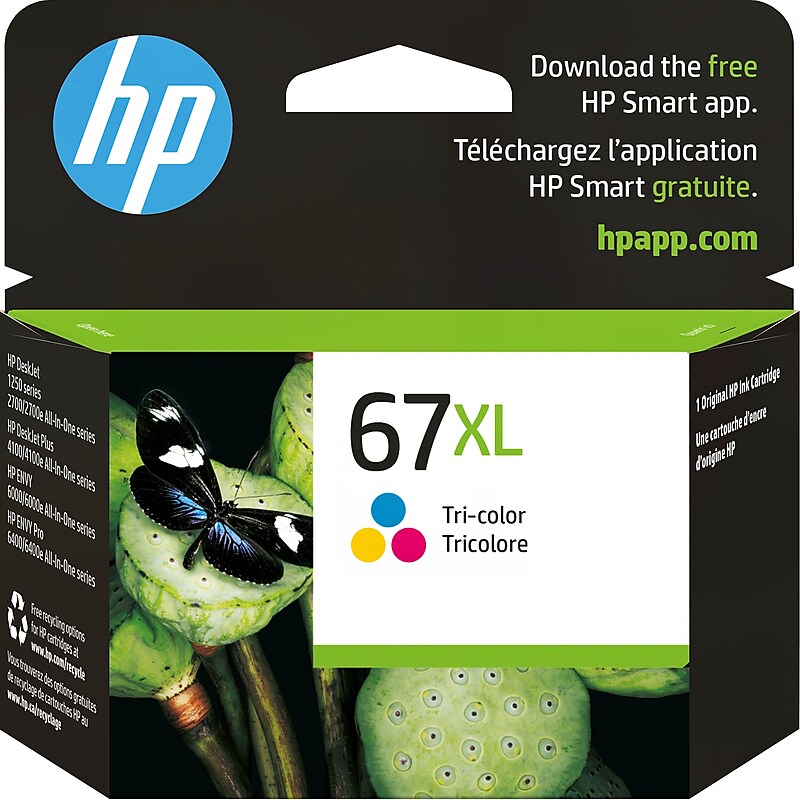 HP 67XL Tri-Color High Yield Ink Cartridge, Prints Up to 200 Pages (3YM58AN#140) image 1
