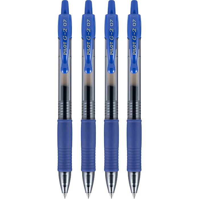Pilot G2 Retractable Gel Pens, Fine Point, Blue Ink, 4/Pack (31058