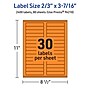 Avery Rectangle Multipurpose Labels, 2/3" x 3-7/16", Bright Orange, 2400/Box (94210)~#|#~FD14FF26-EBEF-4545-A967966ED343FBFA_sc7