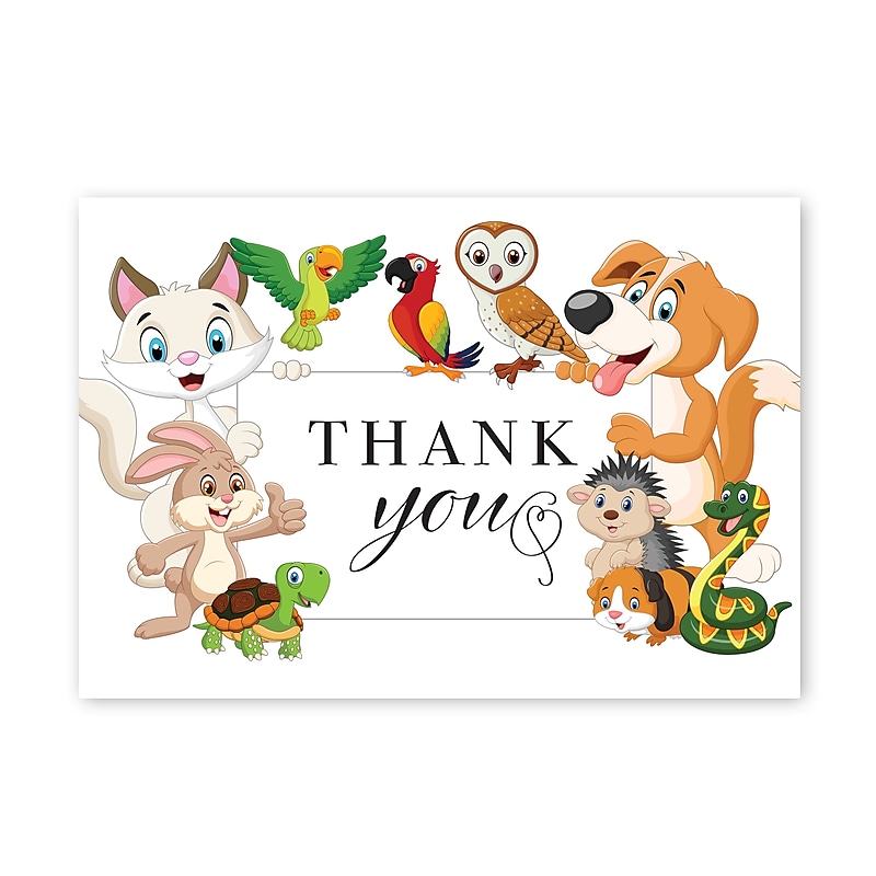 Great Papers Whimisical Animal Pals General Use Thank You Notecard Kits, Multicolored, 24/Pack (2025026) image 1