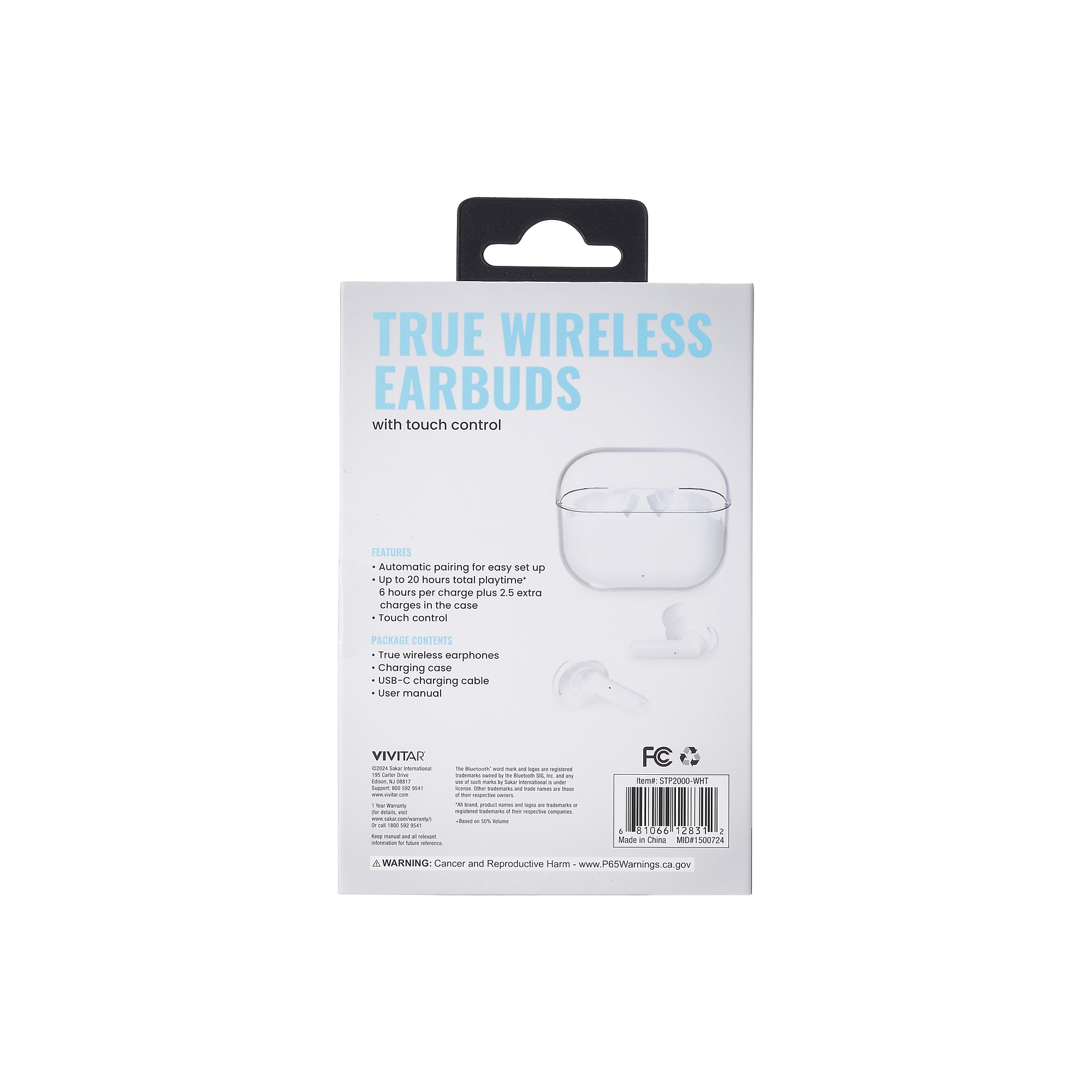 Vivitar Wireless Earbuds, Bluetooth, White (STP2000-WHT) Sansujyuku sansujyuku.com