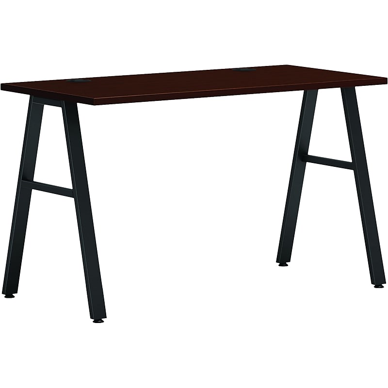 HON Mod 48"W Writing Desk, Traditional Mahogany (HLPL4824TM1ALEGBLK) image 1