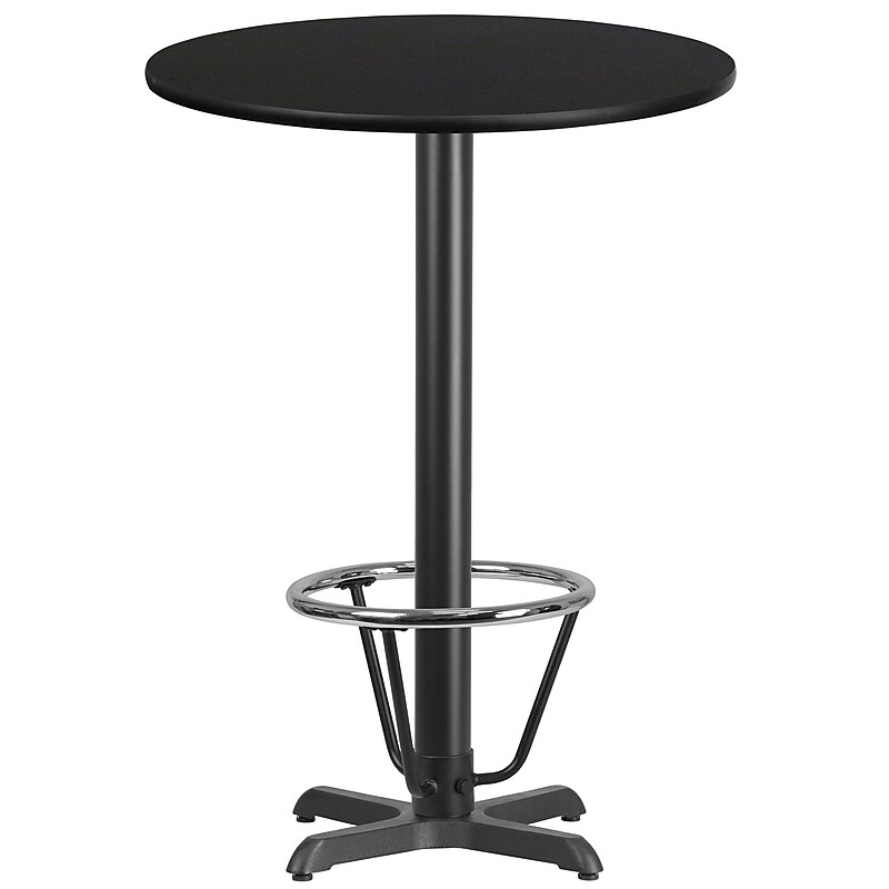 Flash Furniture 30" Round Laminate Table Top with 22" x 22" Bar-Height Table Base, Black (XURD30BKT22B3F) image 1