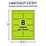 Avery Printable Rectangle Multipurpose Labels, 2" x 3.75", Bright Green, 160/Pack (94240)~#|#~FD3BBFE4-3C4F-46EF-A25036869649AE20_sc7