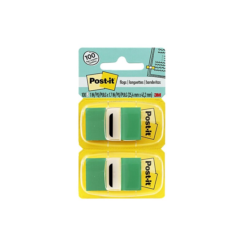Post-it Flags Value Pack, 1", Green, 50 Flags/Pad, 12 Pads/Pack (680-GN12) image 1