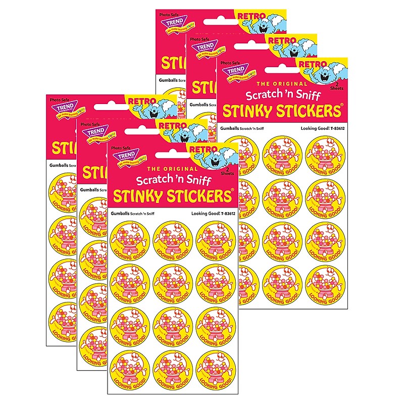 Trend Enterprises Looking Good!/Gumball Scented Stickers, 24/Pack, 6 Packs/Bundle (T-83612-6) image 1