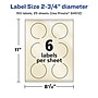 Avery Pearlized Ivory Circle Multipurpose Labels, 2.75" Dia., Ivory, 150/Pack (94512)~#|#~FD5D3E57-56BE-4F59-AC5C3F238E59DCCA_sc7