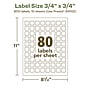 Avery EcoFriendly Laser/Inkjet Square Multipurpose Labels, 3/4" x 3/4", White, 800/Pack (94102)~#|#~FD6856A5-ECDA-455F-925E8EF68CAA51DD_sc7