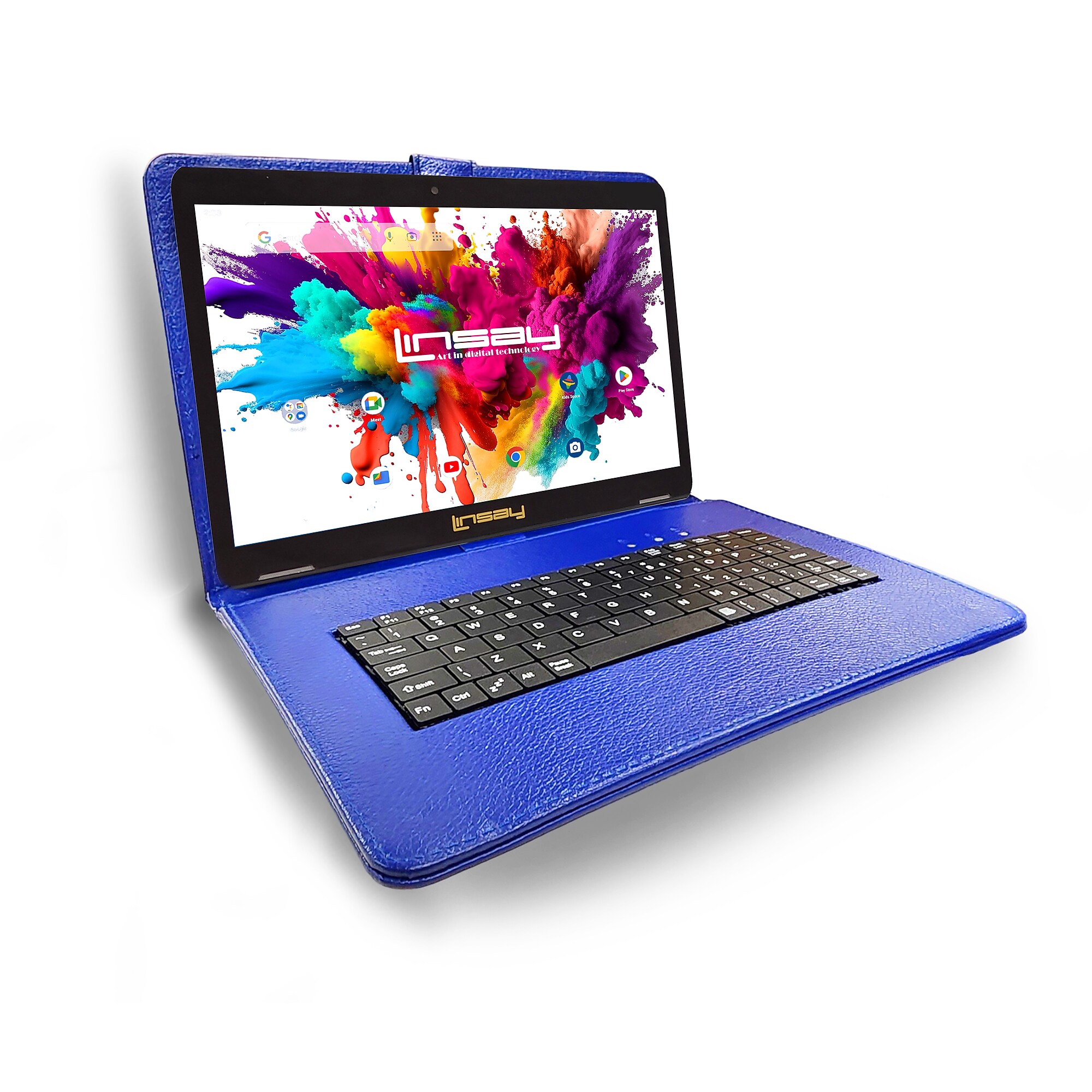 Linsay Octa Core 10.1″ Tablet, 128GB Storage Android 15 Bundle with Blue Style Keyboard and Pen Stylus (F10IPGKEYBLUE) Sansujyuku sansujyuku.com