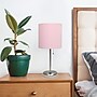 Creekwood Home Oslo 19.5" LED Table Lamp with USB Port, Brushed Steel/Light Pink Shade (CWT-2012-LP-LB)~#|#~FD6A72A4-CE9A-4D62-BD6CAEEA9C7361F3_sc7