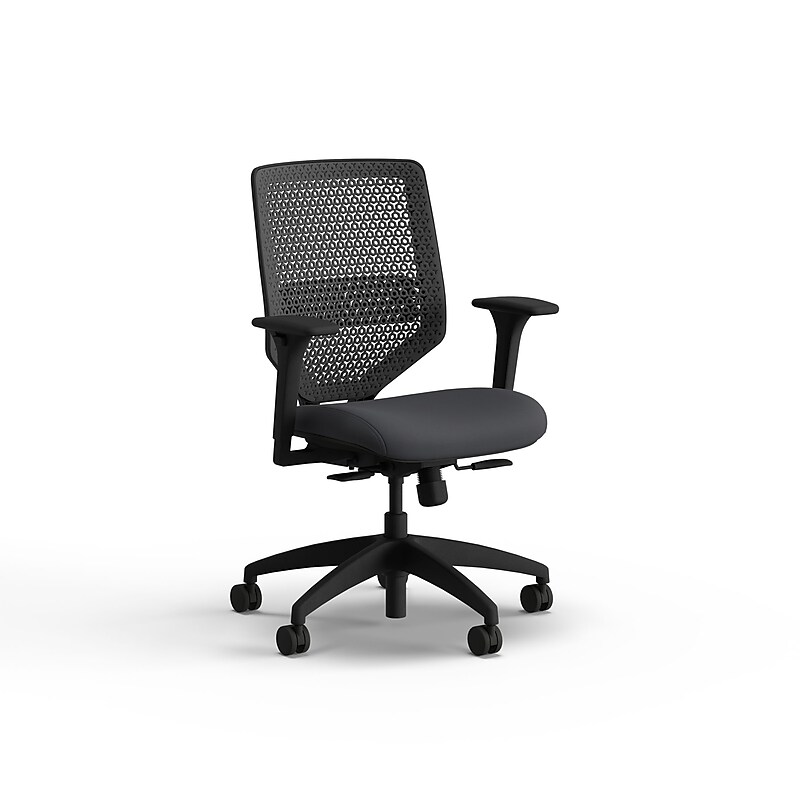 HON Solve Vinyl/ReActiv Swivel Task Chair, Basalt/Charcoal (HSLVTMR.Y1.A.H.0S.SX23.BL.SB.T) image 1