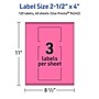 Avery Laser/Inkjet Rectangle Multipurpose Labels, 2.5" x 4", Bright Pink, 120/Pack (94245)~#|#~FD72AE4F-DDED-4812-B834C0E917AD12BE_sc7