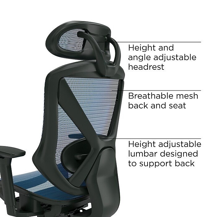Staples® Dexley Ergonomic Mesh Swivel Task Chair, Blue