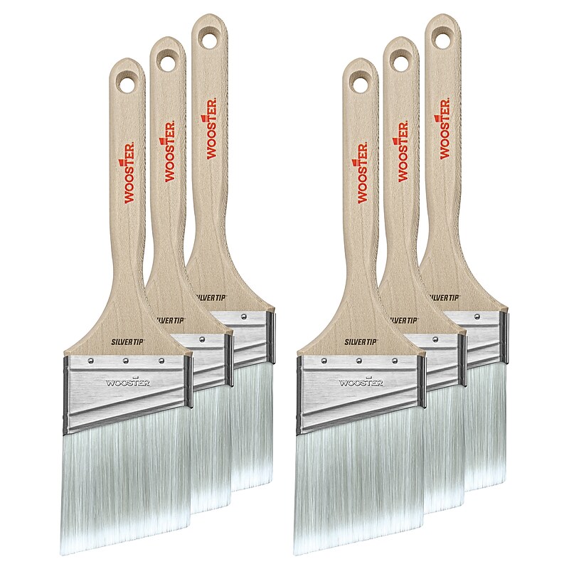 Wooster Brush Silver Tip 3" Polyester Angle Brush, 6/Box (0052210030) image 1