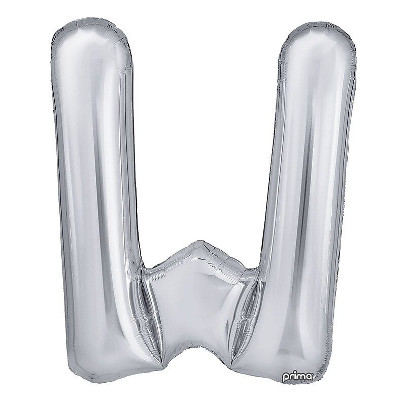 Party City (Air-Filled) 16" "W" Foil Balloon, Silver, 2/Pack (AM60050284-18) image 1