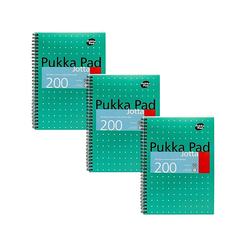 Pukka Pad Metallic Jotta Professional Notebooks, 6.9" x 9.8", College Ruled, 100 Sheets, Green, 3/Pack (8520-MET) image 1