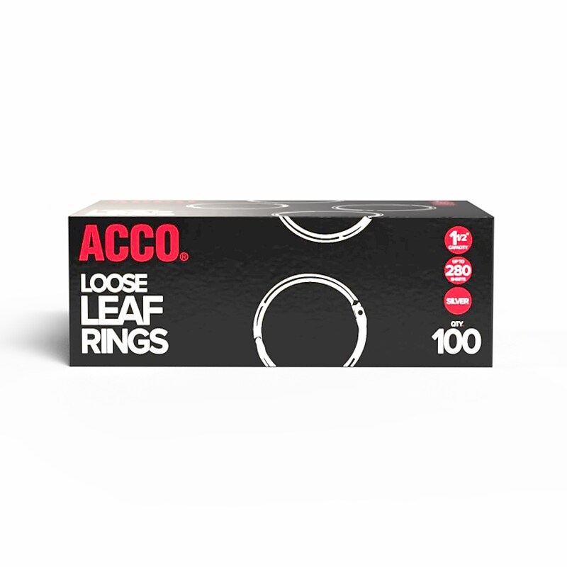 ACCO Book Ring, 1 1/2" Capacity, Silver, 100/Box (ACC72204) image 1