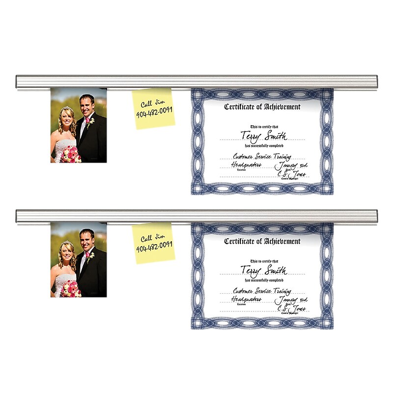 Advantus Grip-a-Strip Display Rail, 9 Inch, Satin, Medium Size, Pack of 2 (AVT1500-2) image 1