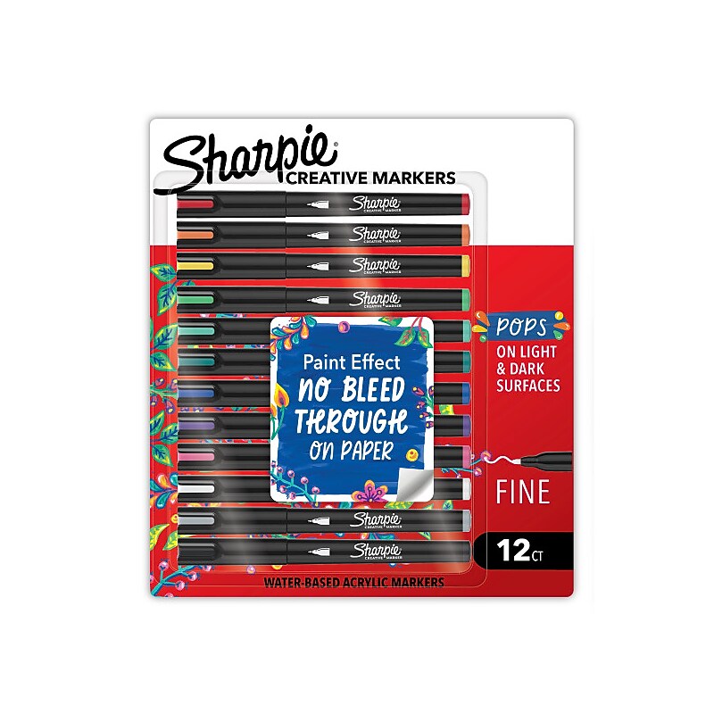 Sharpie Creative Markers Liquid Ink Markers, Fine Tip, Assorted, 12/Pack (2212829) image 1