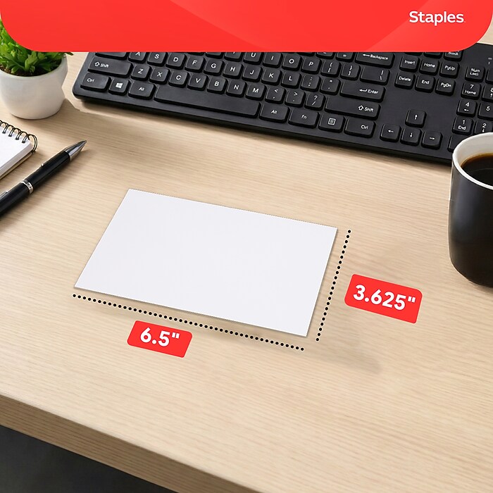 Staples #6 White Standard Business Envelopes, V‑Flap Gummed