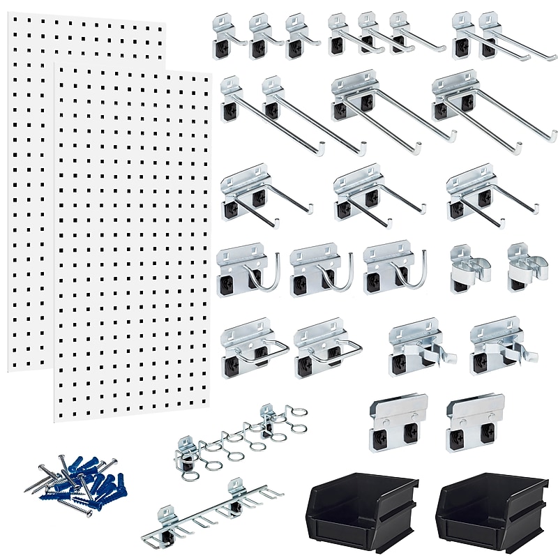 Triton Products LocBoard Kit, (2) 18" x 36" x 9/16" Steel Square Hole Pegboards, 28 Hooks and 2 Bins (LB18-CK) image 1