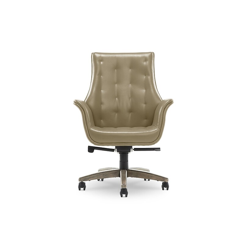Thomasville Furniture Brooks Ergonomic Bonded Leather Swivel Executive Chair, Taupe (51493-TP) image 1
