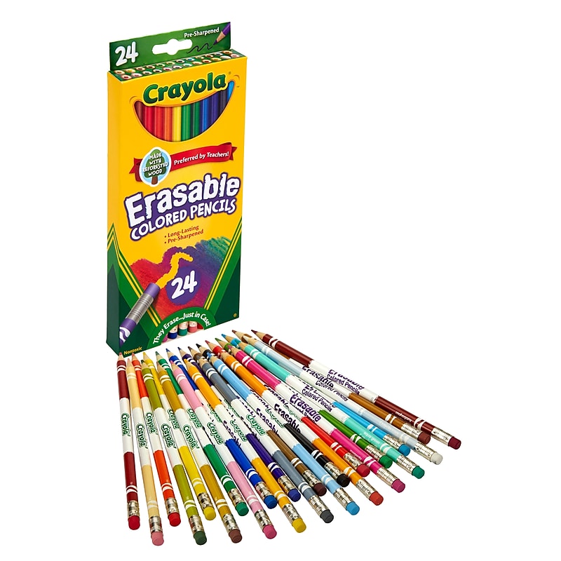 Crayola Erasable Colored Pencil, Assorted Colors, 24/Box (68-4423) image 1