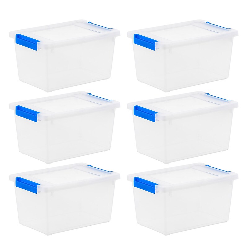IRIS 4.3 Qt. Plastic Storage Bins with Lids, Clear Containers, Latching Totes 6Pk image 1