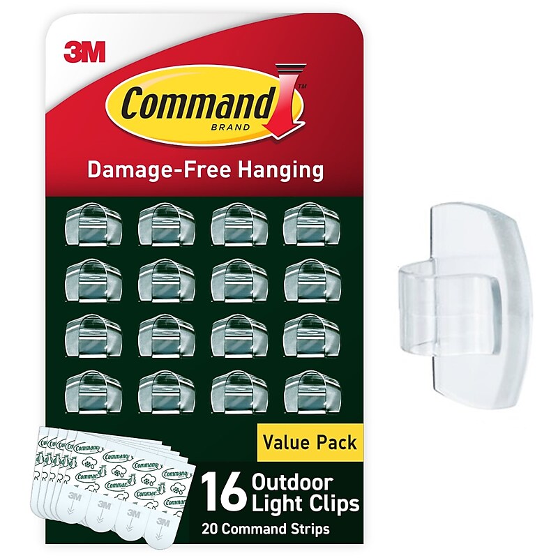 Command Small Cord & Light Clips, Clear, 16/Pack (17017CLR-AWES) image 1