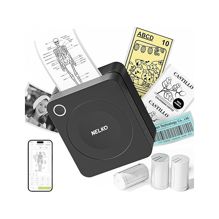 Nelko PM230 Portable Bluetooth Thermal Sticker Printer, Black