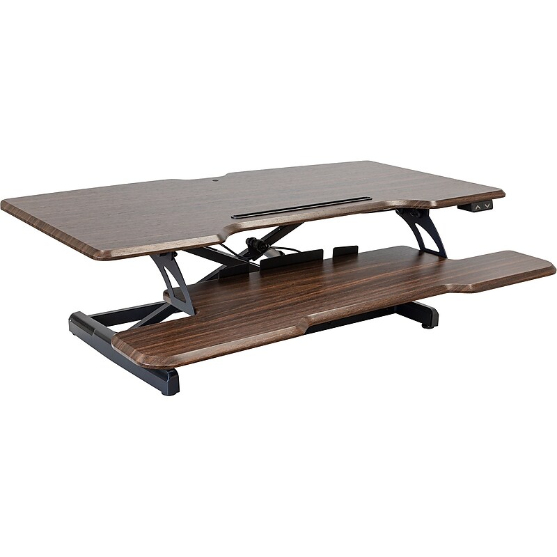 Mount-It! 38"W Electric Rectangular Adjustable Standing Desk Converter, Dark Walnut (MI-8011) image 1