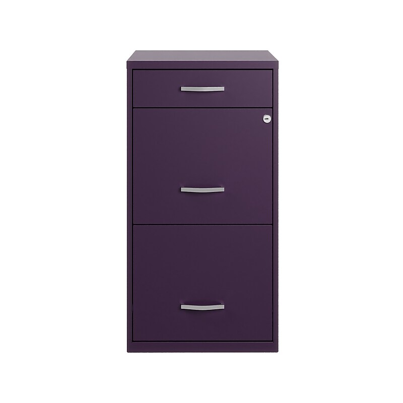 Space Solutions SOHO Organizer 3-Drawer Vertical File Cabinet, Letter Size, Lockable, Midnight Purple (25281) image 1